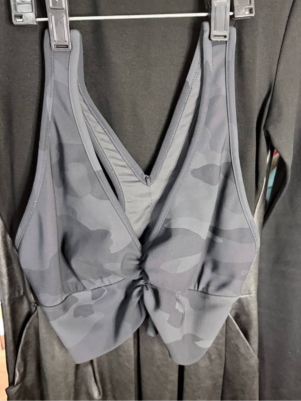 ALO Yoga Grey Camo Front-Knot Sports Bralette